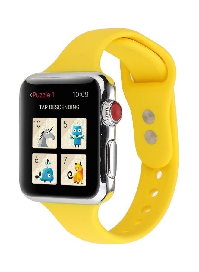 BGM Silicone Double Buckle Replacement Wrist Strap Yellow - Image 3