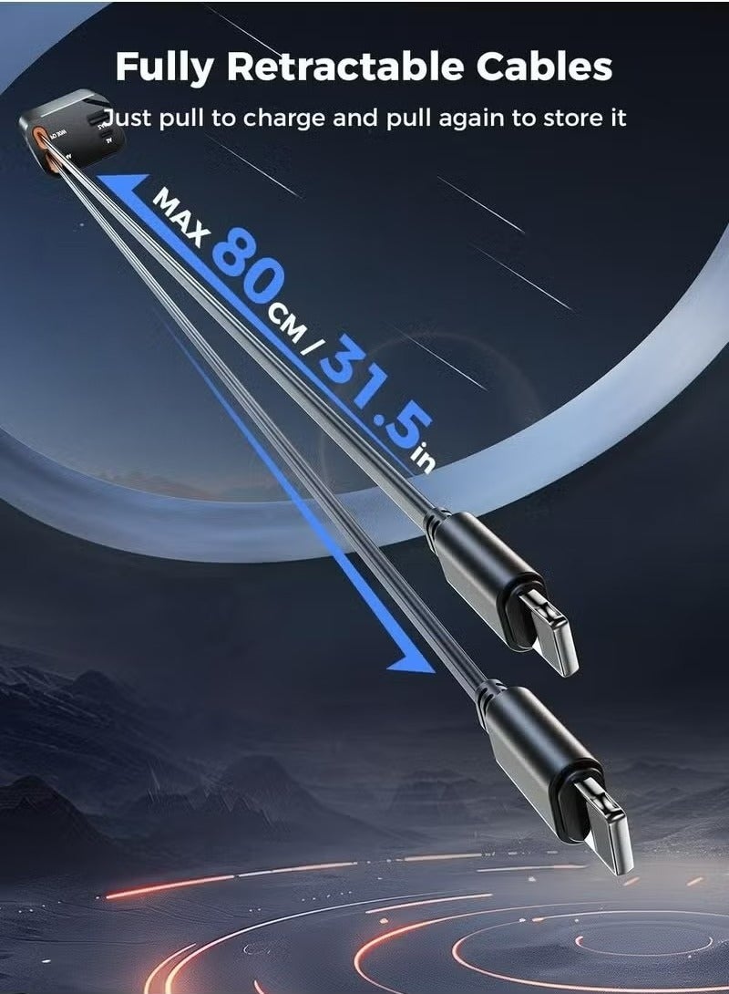 X-level Car Charger - Fast Charging 4-in-1 Adapter with Collapsible Lightning & Type C Cables,Dual USB Ports & Voltage Display - Compatible with iPhone 16/15/Plus/Pro/Pro Max and Samsung Galaxy S25/S24/S23 Ultra iPad,Galaxy -Powerfull Output - Image 5