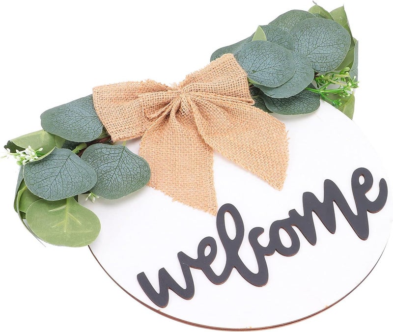 Welcome Sign for Front Door, Rustic Wooden Hanging Pendant with Burlap Bow Knot, Farmhouse Decor for Outdoor Porch, Holiday Home Room Decoration, Country Style Door Sign for Housew - Image 2