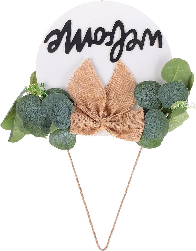 Welcome Sign for Front Door, Rustic Wooden Hanging Pendant with Burlap Bow Knot, Farmhouse Decor for Outdoor Porch, Holiday Home Room Decoration, Country Style Door Sign for Housew - Image 4