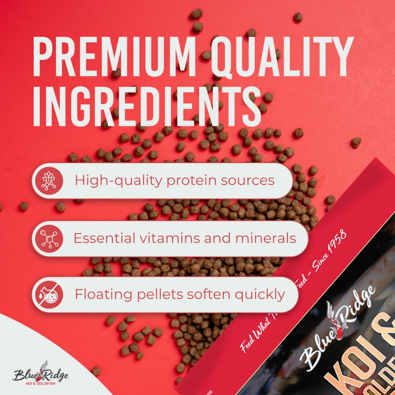 Blue Ridge Koi Fish Food 5lb - Koi Food Mini Growth Formula, Goldfish Food, Premium Fish Food for Ponds, Ponds Fish Food, Floating Pond Pellets - Image 4