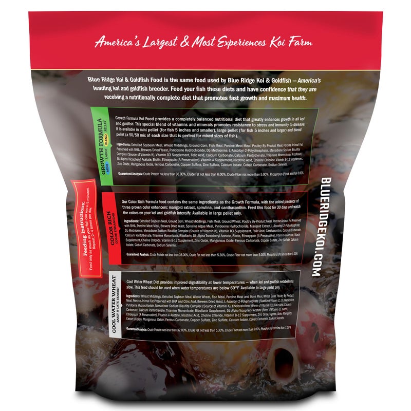 Blue Ridge Koi Fish Food 5lb - Koi Food Mini Growth Formula, Goldfish Food, Premium Fish Food for Ponds, Ponds Fish Food, Floating Pond Pellets - Image 2