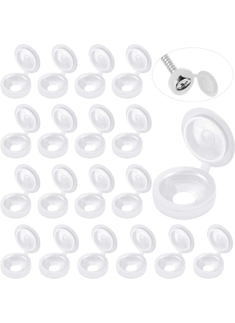 Hotop Hotop 100 Pieces Hinged Screw Cover Caps Plastic Shutter Fold Screw Snap Covers Washer Flip TopsMediumWhite 
