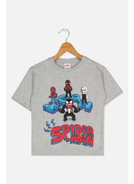 MARVEL Toddlers Boy Crew Neck Short Sleeve Spiderman T-Shirt, Grey  - Image 1