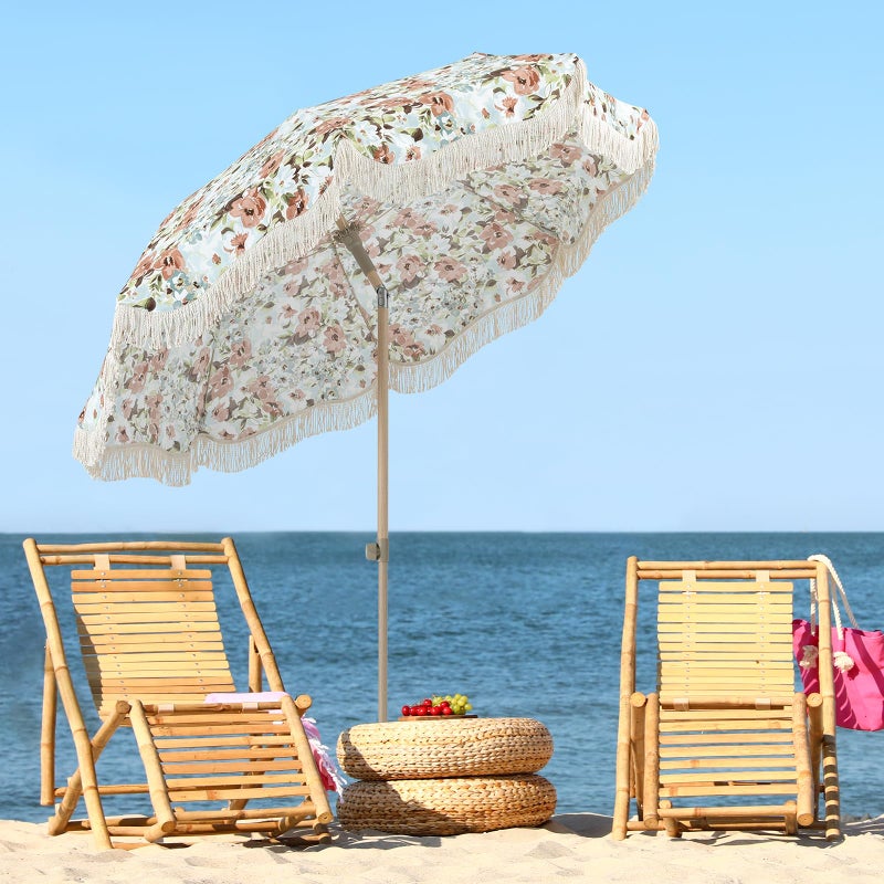 Tempera 9ft Scalloped Patio Umbrellas with Fringe, Market Umbrellas with Water-Resistant and Fade Resistant Canopy, 1.5" Wood Pole & Button Tilt. - Image 3