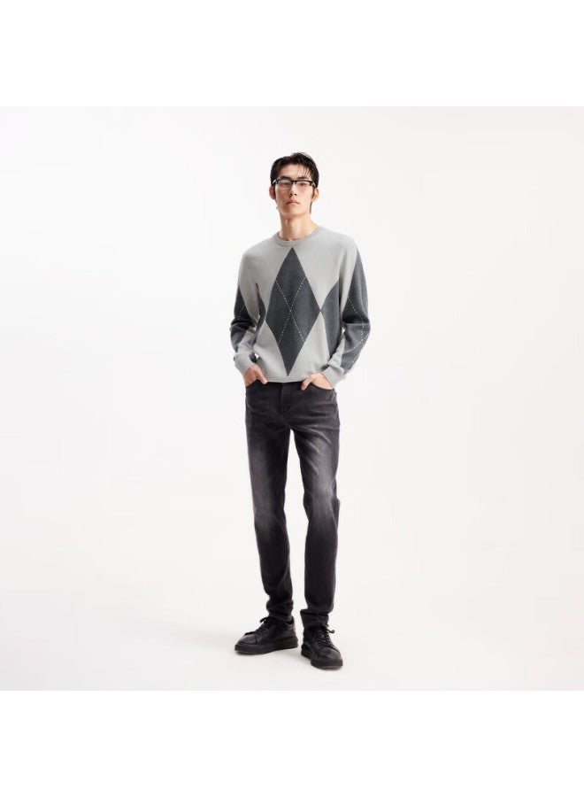 Jack&jones Men's Autumn Diamond Pattern Sweater,  New Pullover Comfortable Long-sleeve Versatile Knit Top 225324005 - Image 1