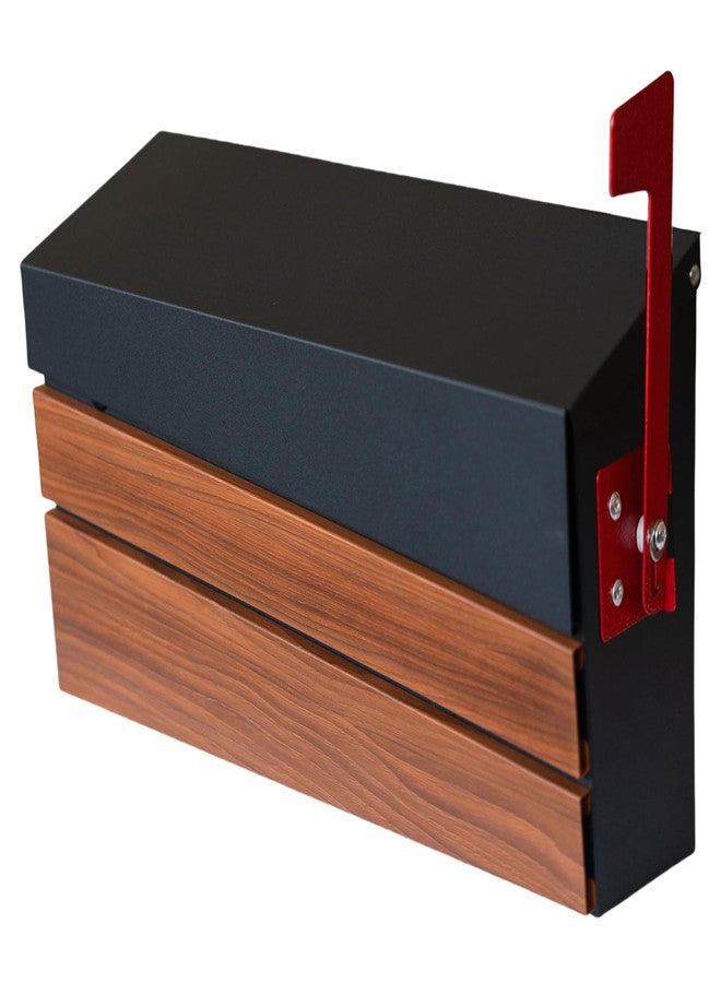 xhlokk Wall-Mount Mailbox, Wood Vintage Metal Mailboxes, Lockless Mounted Mailbox, Outdoor Mailbox Wall Mount, with Flag - Image 1