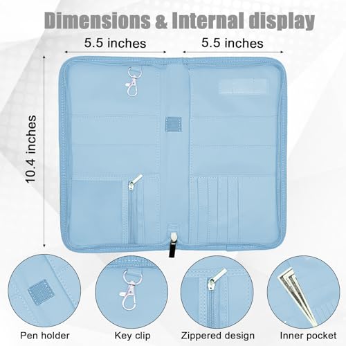 GOAUS Passport Holder with AirTag Slot, PU Leather Travel Document Organizer, Multiple RFID Blocking Wallet for Family of 4 to 6 Blue - Image 4