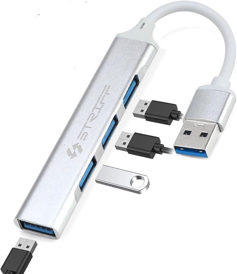 STRIFF USB 3.0 Hub, 4 Port USB Hub Splitter,Portable USB Adapter Mini Multiport Expander for Desktop, Laptop, Xbox, Flash Drive, HDD, Console, Printer, PC, Keyboards, HP, Dell - Image 1