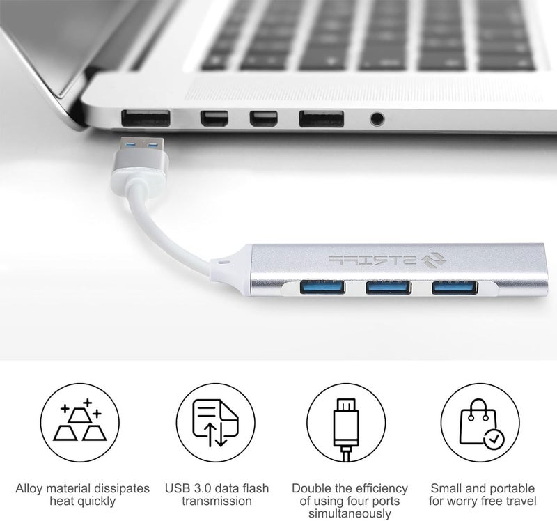 STRIFF USB 3.0 Hub, 4 Port USB Hub Splitter,Portable USB Adapter Mini Multiport Expander for Desktop, Laptop, Xbox, Flash Drive, HDD, Console, Printer, PC, Keyboards, HP, Dell - Image 3