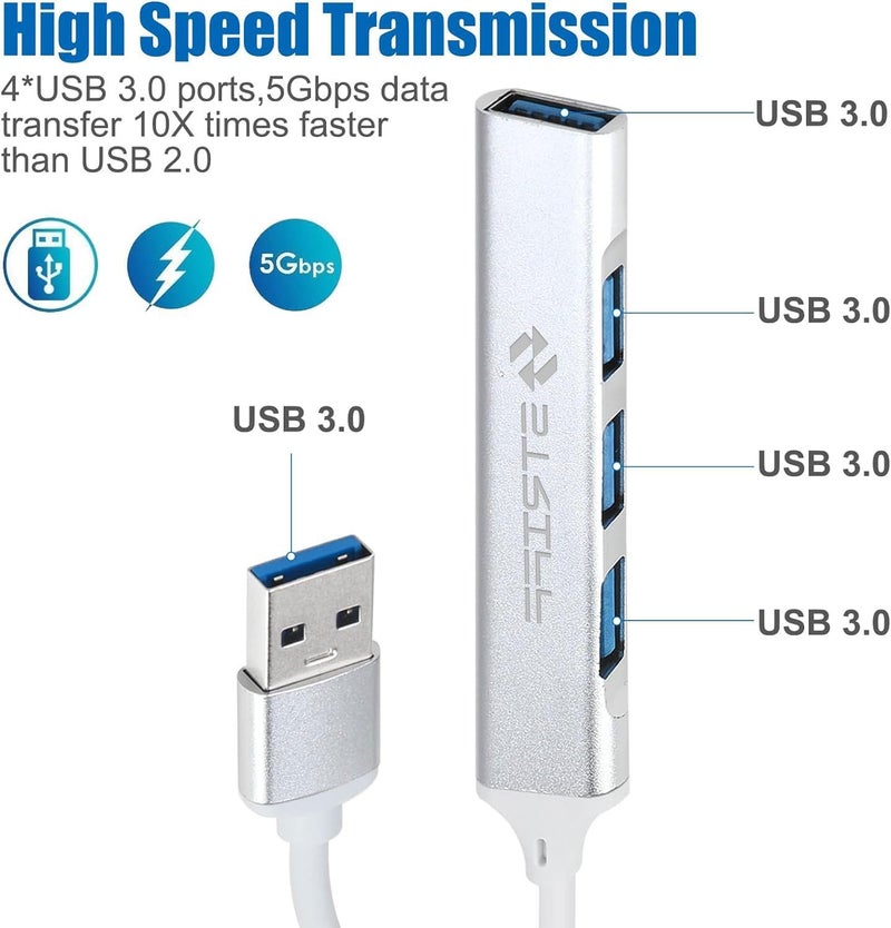STRIFF USB 3.0 Hub, 4 Port USB Hub Splitter,Portable USB Adapter Mini Multiport Expander for Desktop, Laptop, Xbox, Flash Drive, HDD, Console, Printer, PC, Keyboards, HP, Dell - Image 2