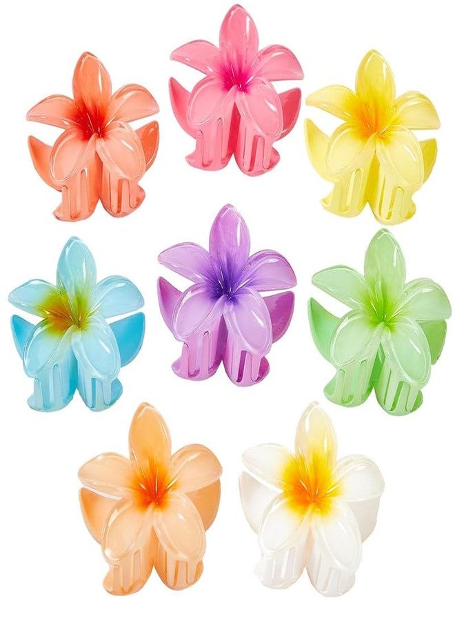 YANWENX Flower Hair Claw Clips for Women, 8 Pack Hawaiian Flower Hair Clips, Plumeria Claw Clips for Thick Thin Hair - Image 1