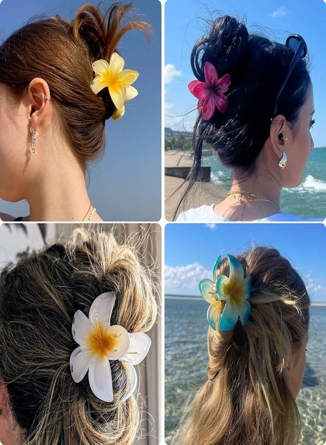 YANWENX Flower Hair Claw Clips for Women, 8 Pack Hawaiian Flower Hair Clips, Plumeria Claw Clips for Thick Thin Hair - Image 5
