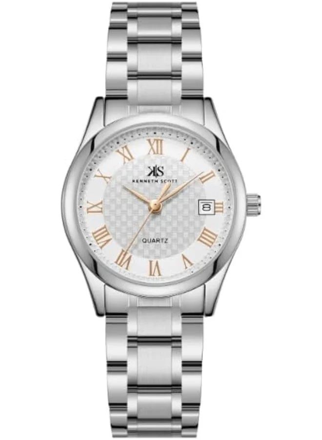 كينيث سكوت Ladies'S Watch, Analog Display And Stainless Steel Strap - K25504-Sbswk, Silver