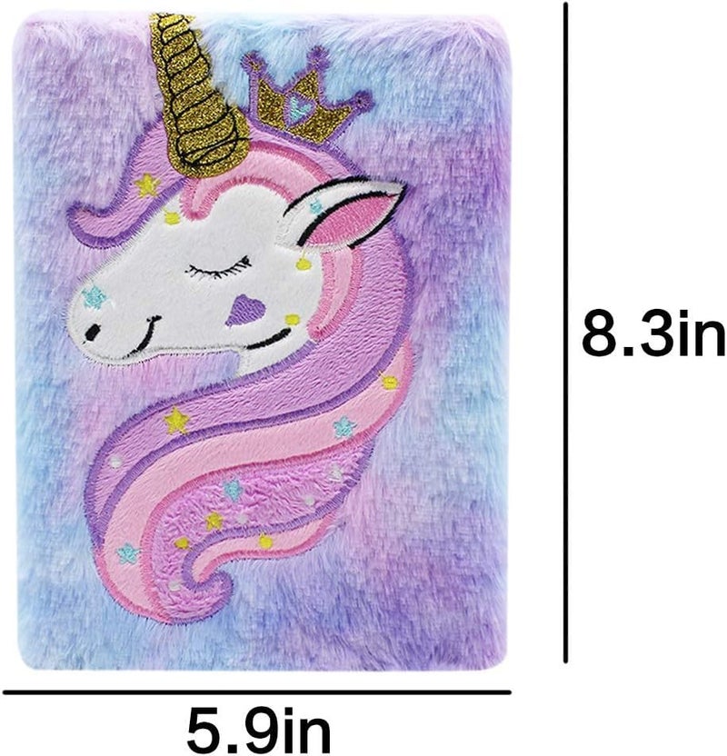 Samvardhan Plush Notebook Journal Cute Rainbow Unicorn Diary for Kids Girls Boys Writing Drawing (A5, 160 Lined Pages), Ink Color-Multicolor - Image 2