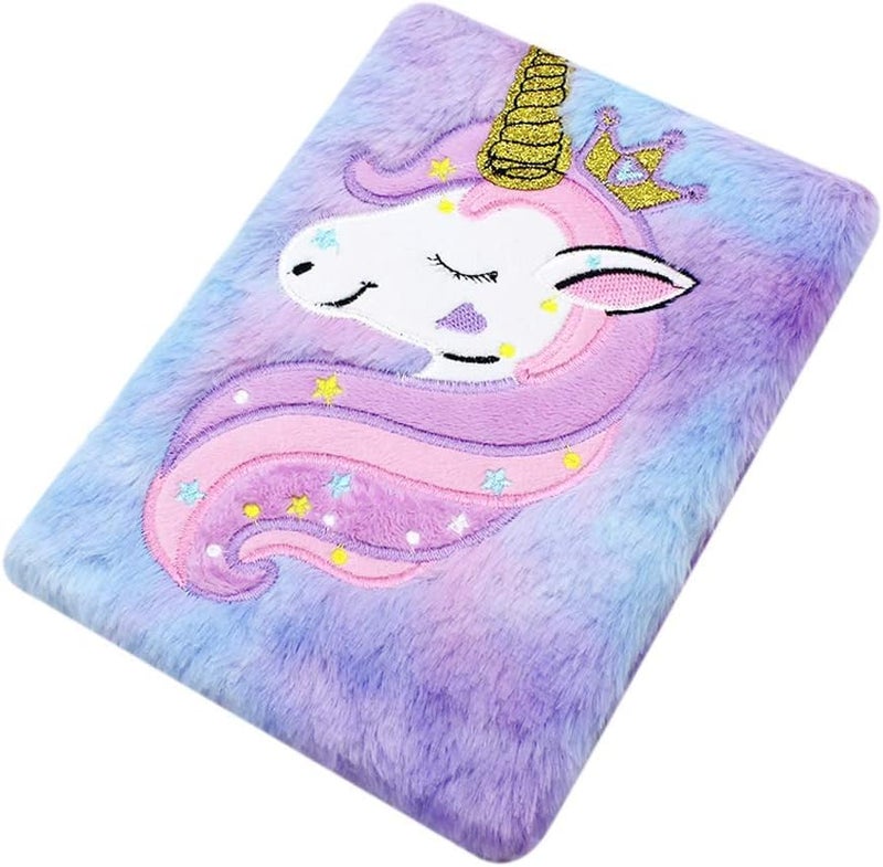 Samvardhan Plush Notebook Journal Cute Rainbow Unicorn Diary for Kids Girls Boys Writing Drawing (A5, 160 Lined Pages), Ink Color-Multicolor - Image 1