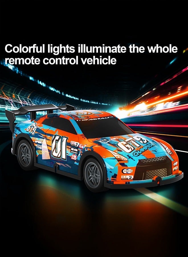 gearbox Luminous Remote Control Car, Light Up RC Car Toys, 2.4GHz 1:22 Scale 15KM/H Off-Road with Cool LED Lights Racing Rechargeable Toy Car for Christmas Birthday Kids Boys for 6-7 8-12 Year Old- Blue - Image 3