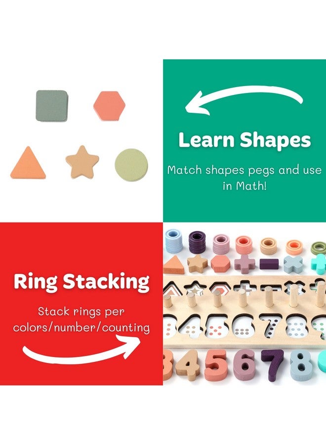 BEKILOLE Wooden Montessori Toys for Kids Toddler Number Puzzles Sorter Counting Shape Stacker Stacking Game Preschool Toys for Boy Girl Learning Education Math Blocks Boy & Girl Gifts and Beyond - Image 5