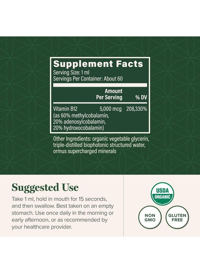 global healing center Global Healing - Organic Vitamin B12 5000 MCG Sublingual Liquid - Methylcobalamin, Hydroxo Blend & More - Methylated Drops for Adults - Vegan, Non-GMO, VIT B12, Vitamins Supplement (2 Oz) - Image 3