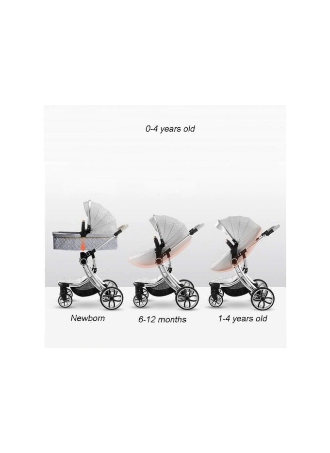 Baby Life - Eggshell Luxury Shaped Baby Stroller 3 In 1 - Image 1