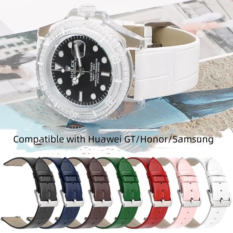 Bluejw er Logo 18mm 20mm 22mm Ultra Thin Genuine Leather Watch Band Replacement Belts Watch Strap Fits Most Watches - Image 3