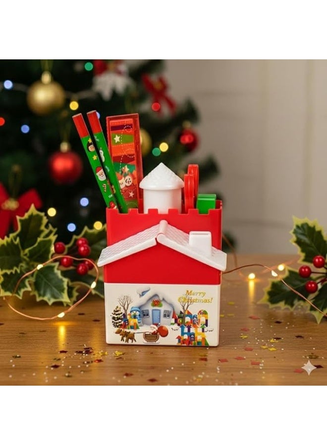 Cute Stationery Set with Castle Drawer Pen Holder,15cm ruler * 1,Pencil Sharpener - Image 2