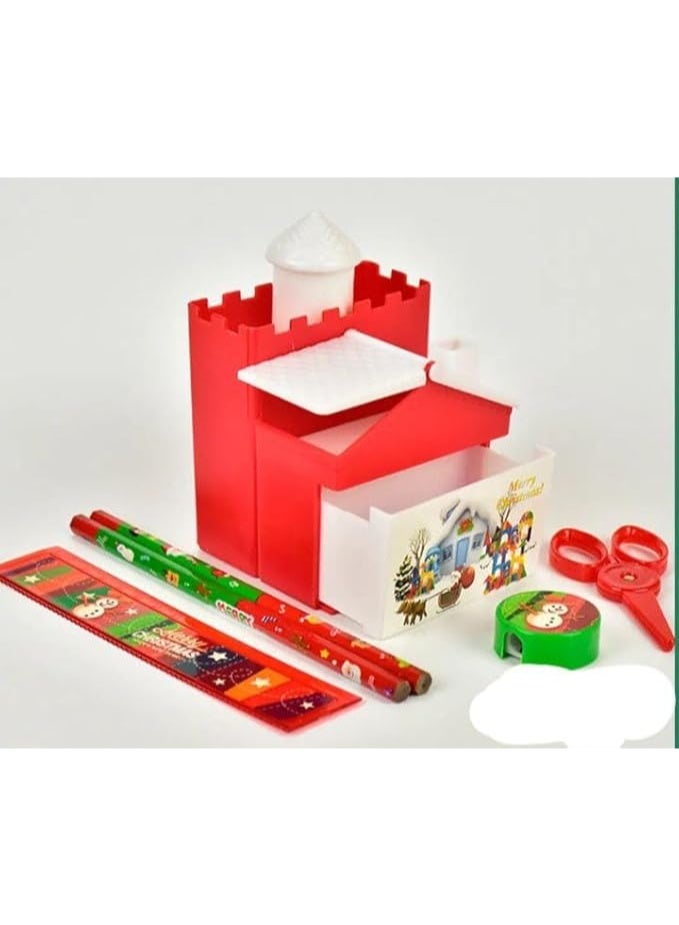 Cute Stationery Set with Castle Drawer Pen Holder,15cm ruler * 1,Pencil Sharpener - Image 3