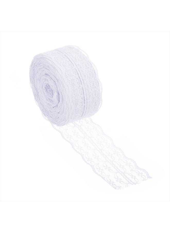 PATIKIL 1.8 Inch Wide 25 Yards Lace Trim Ribbon, Sewing Lace Roll Gift Package Pattern Wrapping for Party Home Decoration Dress Craft, White - Image 1