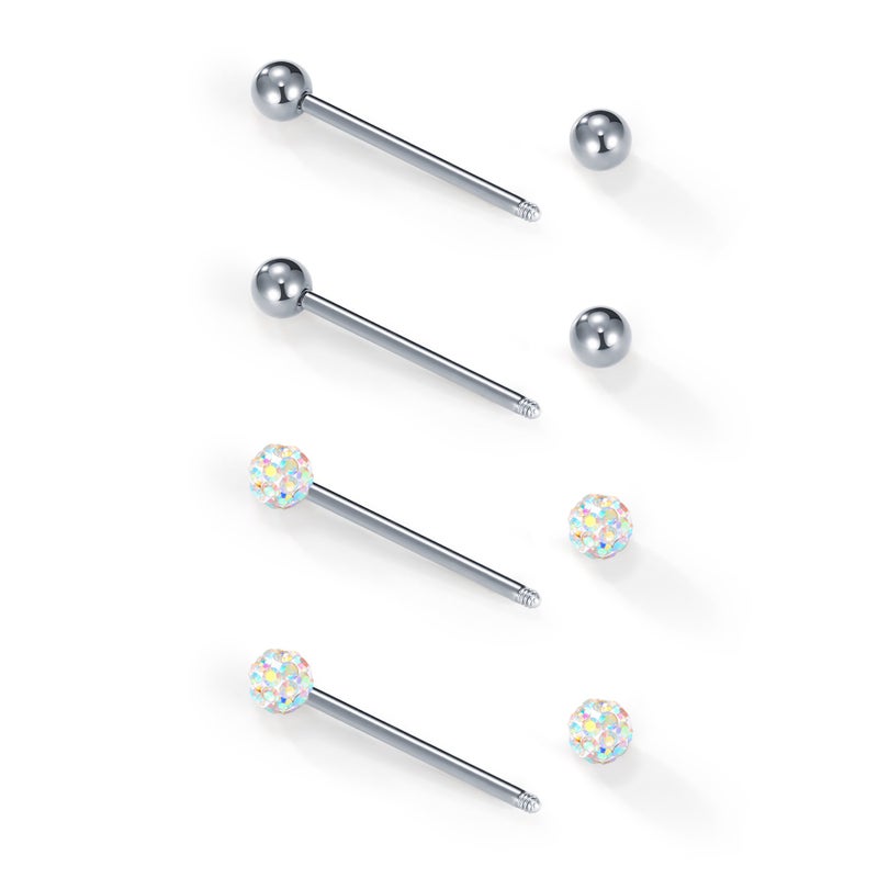 VCMART Nipple Rings Tongue Ring Surgical Steel Nipplerings Piercing Women Silver Barbells 14G 6 Pairs 5/8"(16mm) - Image 2