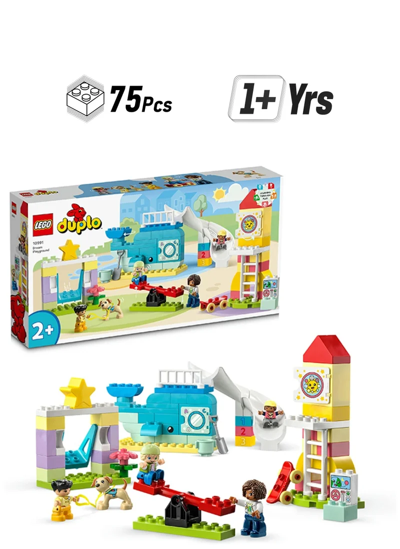 ليغو 10991 DUPLO Dream Playground Set, Building Toy for Kids 2 Plus Year Old with Whale and Rocket Builds, Help Toddlers Learn Letters, Numbers and Colours with Bricks
