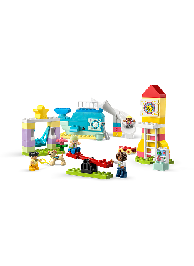 ليغو 10991 DUPLO Dream Playground Set, Building Toy for Kids 2 Plus Year Old with Whale and Rocket Builds, Help Toddlers Learn Letters, Numbers and Colours with Bricks
