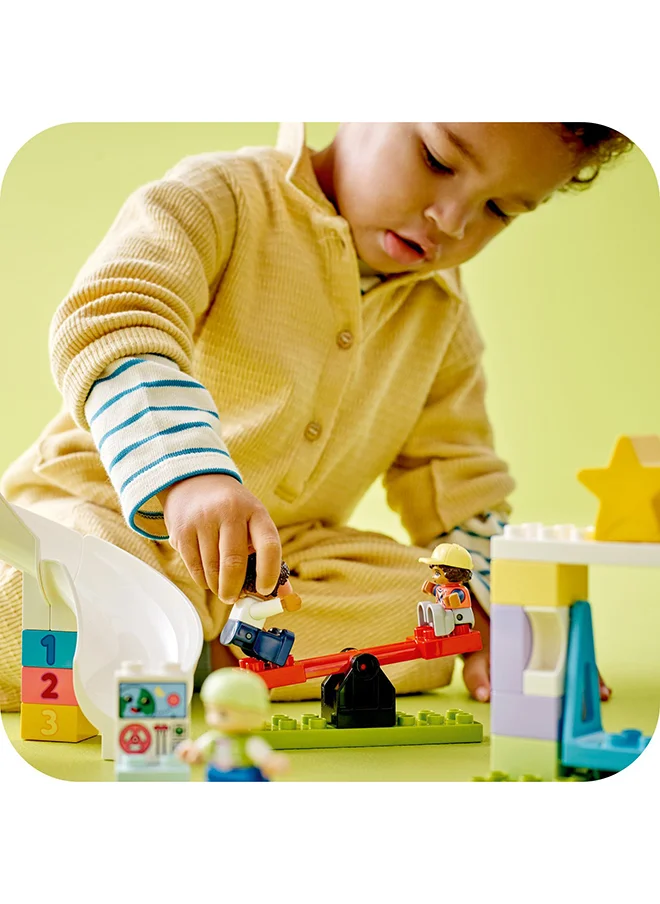 ليغو 10991 DUPLO Dream Playground Set, Building Toy for Kids 2 Plus Year Old with Whale and Rocket Builds, Help Toddlers Learn Letters, Numbers and Colours with Bricks