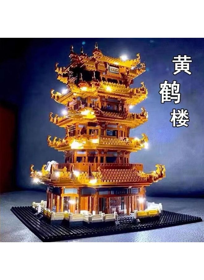 Generic - Puzzle Assembled Building Blocks Compatible With Lego Yellow Crane Tower Large Building Series Simulation Model Gift Ornaments Small Particles-Color:Tiananmen 2741 Particle Gift Box + Lamp + Equipment - Image 1