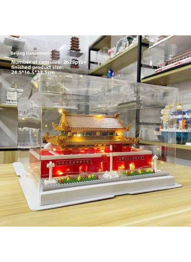 Generic - Puzzle Assembled Building Blocks Compatible With Lego Yellow Crane Tower Large Building Series Simulation Model Gift Ornaments Small Particles-Color:Tiananmen 2741 Particle Gift Box + Lamp + Equipment - Image 1