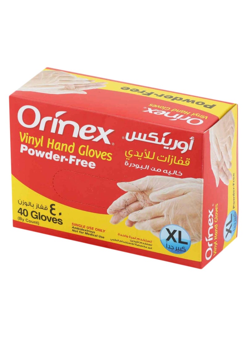 Orinex gloves clear powder free XL size - Image 1