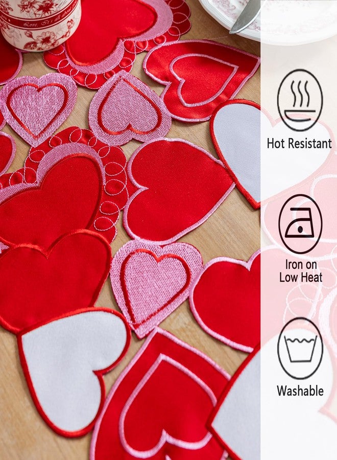 Joyfol Day Valentines Day Table Runner, Embroidered Sweet Red Love Heart Table Runners, for Mother’s Day, Wedding Anniversary, Marriage Proposals, Engagements, Romantic Events Parties Decoration (14 ×86 inch) - Image 5