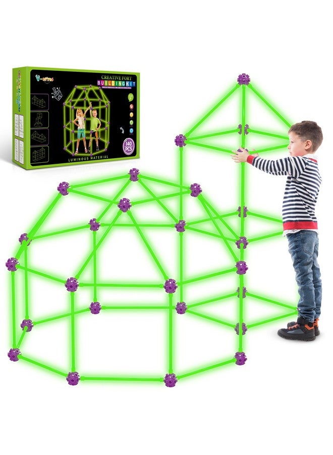 V-Opitos V-Opitos 140 Pack Glow in The Dart Fort Building Kits for Kids Age 4, 5, 6, 7, 8+ Years Old, STEM Building Toys for DIY Castles, Tunnels, Ideal Christmas, Birthday Gifts for Boys & Girls  - Image 1