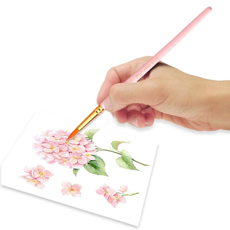 مجموعة 10 فرشات رسم شعر نايلون لوجه وآرتي أظافر، رؤوس مستديرة ومُتدرجة، مقابض خشبية، أدوات فنية للفنانين - Image 4