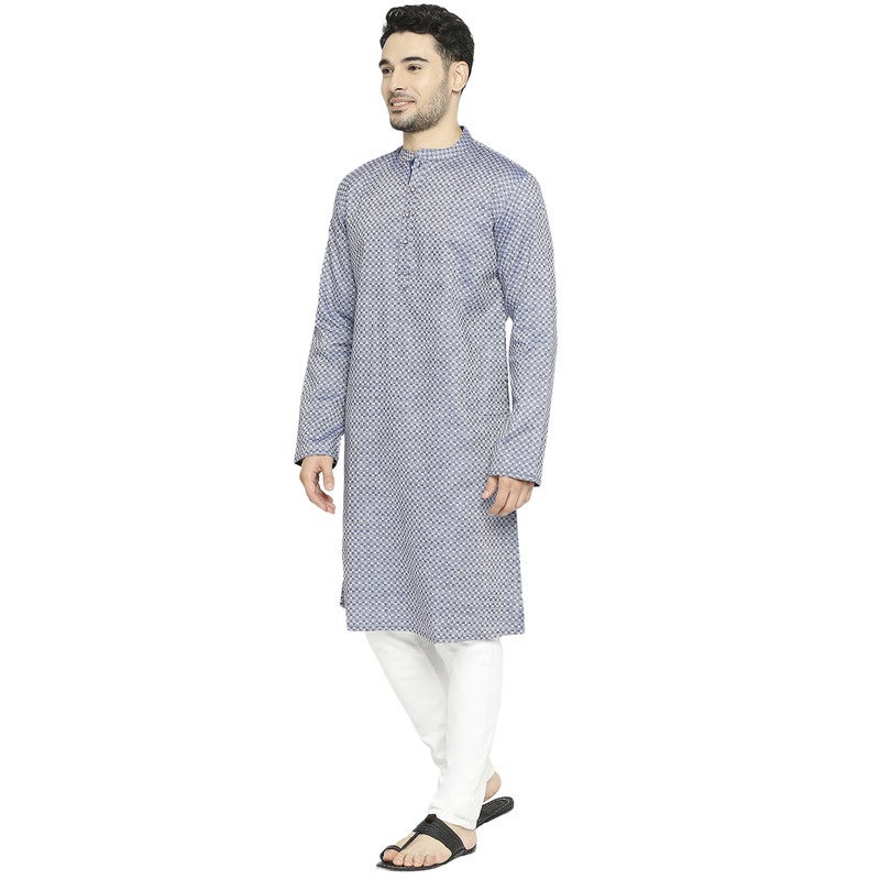 ARCHATTIRE Men’s Blue Cotton Long Kurta for Men - Image 2