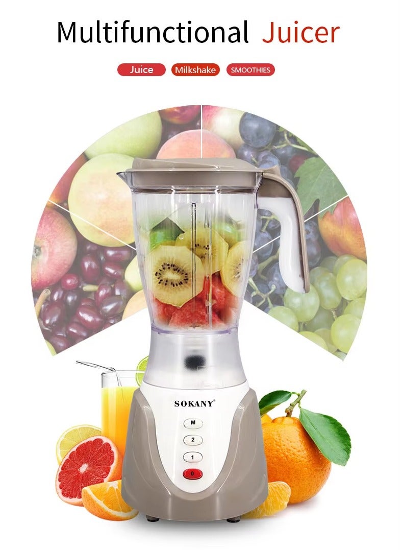 سوكاني خلاط كهربائي متعدد الوظائف، عصارة، مطحنة، مع كوب مطحنة، سعة 1.5 لتر، 600 واط، سرعتان، SK-158، أبيض - Image 4
