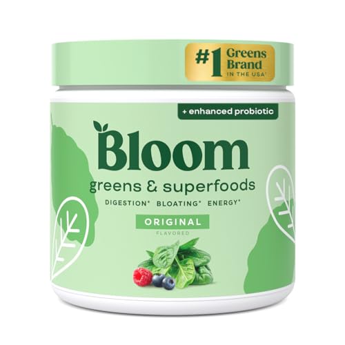 Bloom Nutrition Superfood Greens Powder Digestive Enzymes with Probiotics and Prebiotics Gut Health Bloating Relief for Women Chlorella Green Juice Mix with Beet Root Powder 30 SVG Original