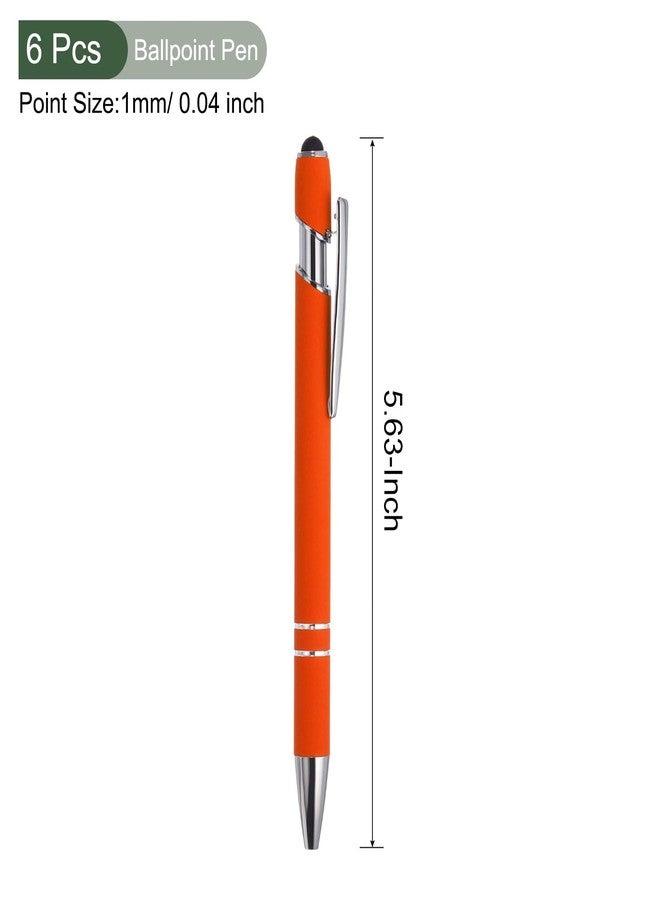 YOKIVE 6 Pcs Ballpoint Pen with Stylus Tip, 2 in 1 Black Ink Metal Stylus Pen 1.0mm Medium Point Style 1, Great for Touch Screens, Office, Studios (Orange) - Image 2
