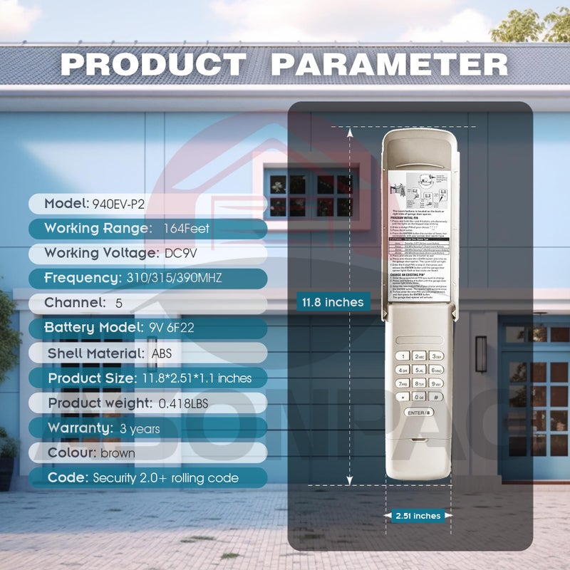 ASONPAO 1 لـ 940EV-P2/940ESTD لوحة مفاتيح فتحت باب المرآب العالمي تشامبرلين ضمان 3 سنوات - Image 5