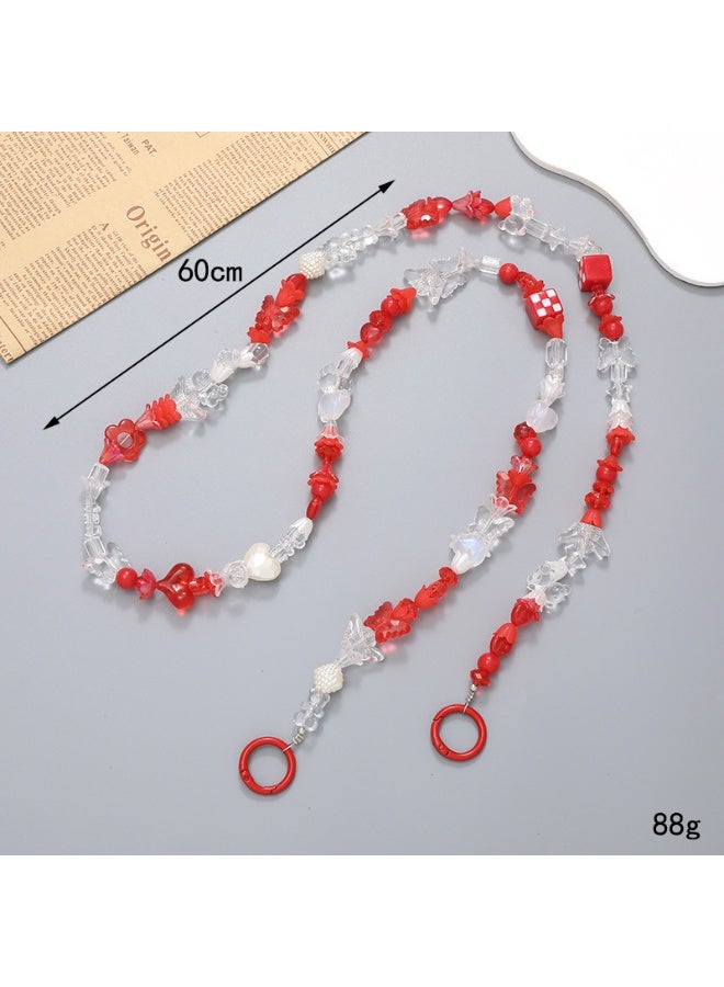 NIBEMINENT Phone Charm/ Chain Strap for Women Girls, Colorful Beads Cell Phone Case Lanyard Wrist Strap