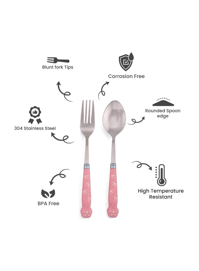Brain Giggles BrainGiggles Kids Cutlery Set with Case Stainless Steel Cutlery for Kids - Pink - Image 2