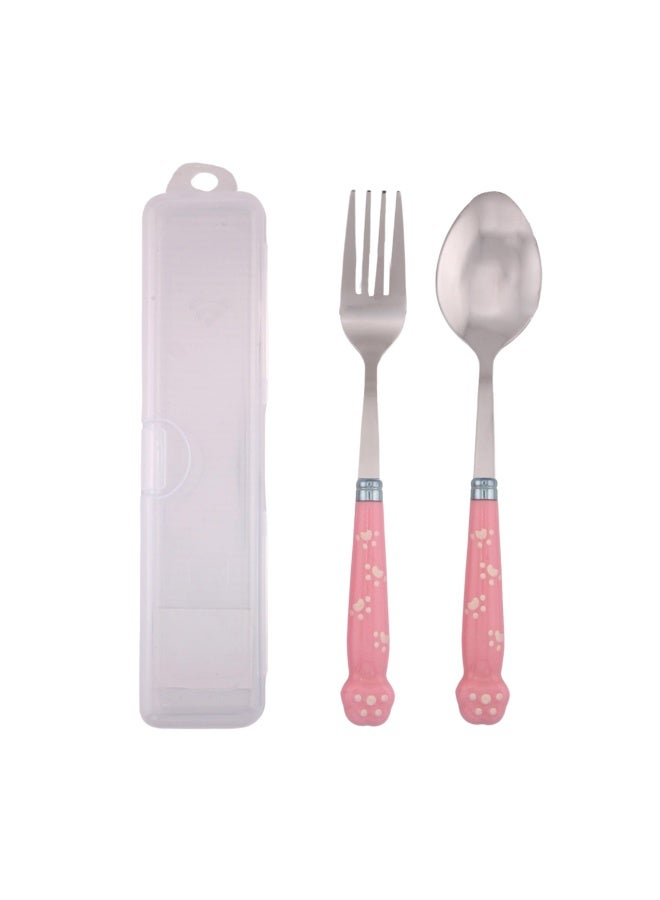 Brain Giggles BrainGiggles Kids Cutlery Set with Case Stainless Steel Cutlery for Kids - Pink - Image 1