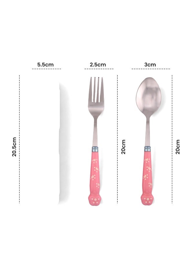 Brain Giggles BrainGiggles Kids Cutlery Set with Case Stainless Steel Cutlery for Kids - Pink - Image 4