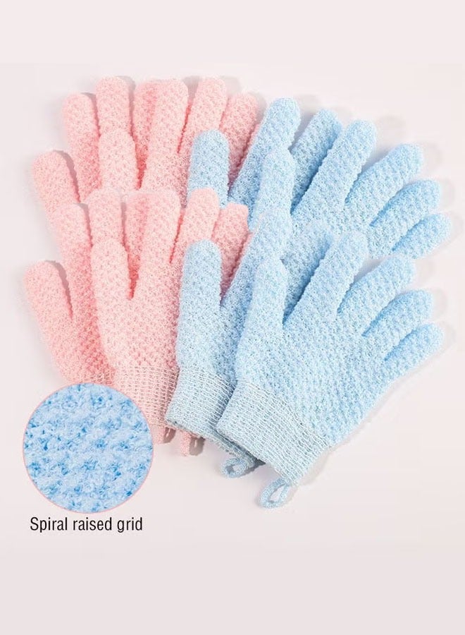 Loquat 8 Pieces Exfoliating Gloves (4 Pieces Pink and 4 Pieces Blue), High Quality Exfoliating Gloves for Face Washing, Bathing, Spa, Massage, Body Scrub, Exfoliating Scrub, Remove Dead Skin - Image 1