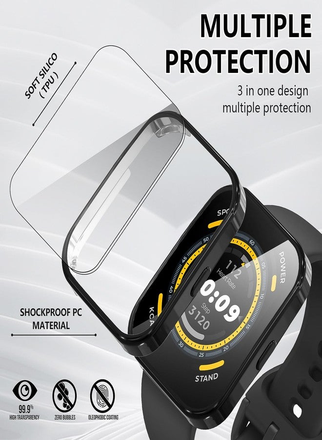 سومان مجموعة Suoman المكونة من 4 قطع لحافظة Amazfit Bip 5، واقي شاشة شفاف بدقة 2.5D، غطاء حماية مرن من مادة TPU الناعمة (أسود + ذهبي وردي + وردي + شفاف) - Image 5