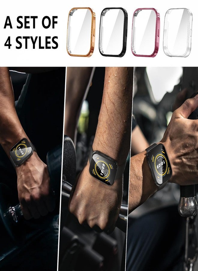 سومان مجموعة Suoman المكونة من 4 قطع لحافظة Amazfit Bip 5، واقي شاشة شفاف بدقة 2.5D، غطاء حماية مرن من مادة TPU الناعمة (أسود + ذهبي وردي + وردي + شفاف) - Image 3